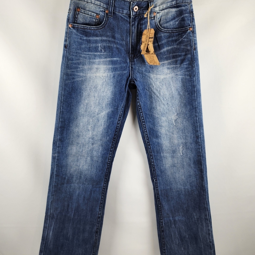 Flypaper Womens Slim Bootcut Slight Distress Blue Jean FL1086B Sz 16 (28x28) NWT